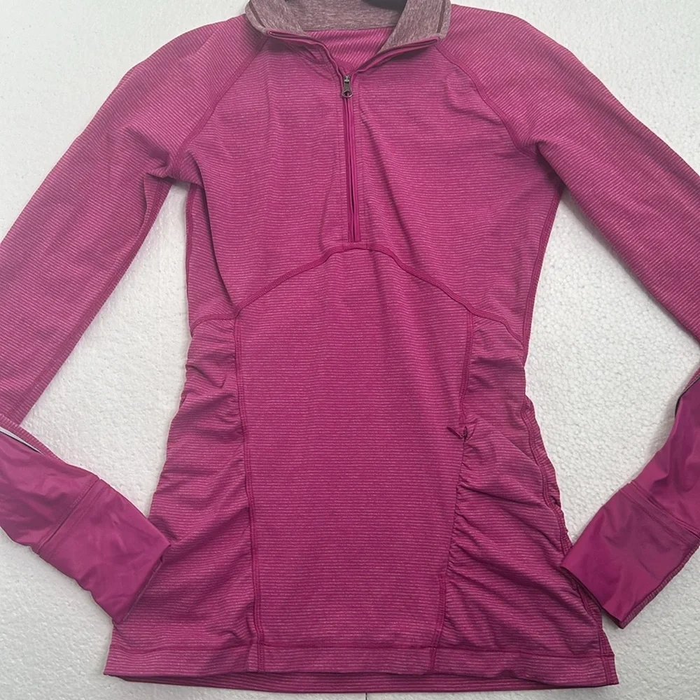 Lululemon Kris  cross 1/2 zip tonkie stripes top size 4 active wear workout gym